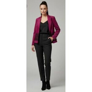 Maggy London Womens Fuchsia Blazer Jacket With Black Lace Trim Size 12